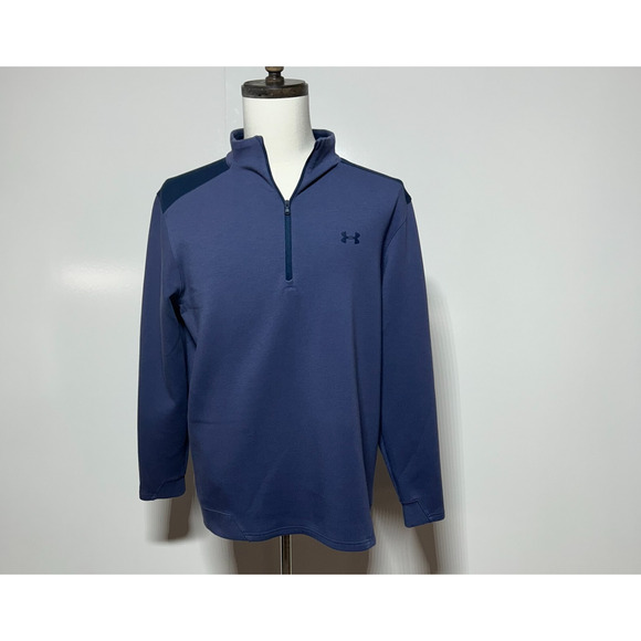 Under Armour Golf Pullover Mens Large Purple Blue Loose Fit 1/4 Zip Sweatshirt - Picture 2 of 11